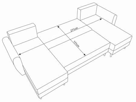 Narożnik z funkcją spania Rovigo U czarny elegancki narożnik w skandynawskiej formie z gwarancją komfortu duży pojemnik na pościel