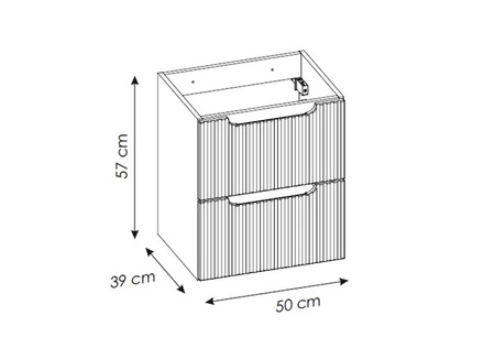 Szafka pod umywalkę Nova 50 cm czarna eleganckie pionowe frezowanie na frontach szafki do łazienki pojemne szuflady