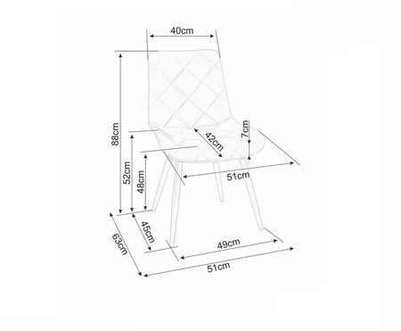 Krzesło tapicerowane Ralph czarne nowoczesne oraz funkcjonalne krzesło do jadalni z metalowymi nogami