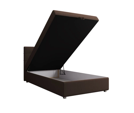 Łóżko kontynentalne Fresno 90x200 brązowe w nowoczesnym skandynawskim stylu z tapicerowanym zagłówkiem łóżko z pojemnikiem