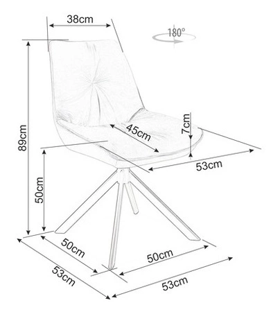 Krzesło tapicerowane Boogie I 45x53 cm czarne stylowe krzesło obrotowe z metalowymi nogami krzesło glamour