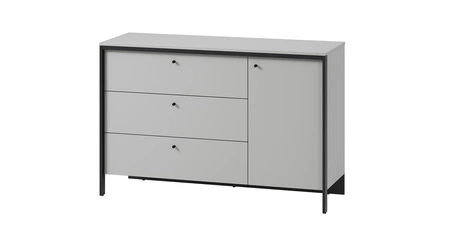 Komoda z szufladami Gris 136 cm szary / czarny funkcjonalna i pojemna komoda z klimatycznym oświetleniem LED idealna do sypialni