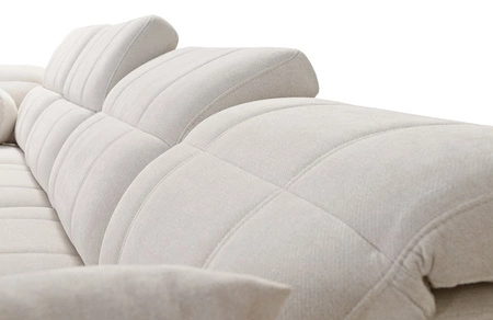 Narożnik z funkcją spania Penejos XI Lux łososiowy lewostronny stylowy narożnik rozkładany z komfortowym wysuwanym podnóżkiem