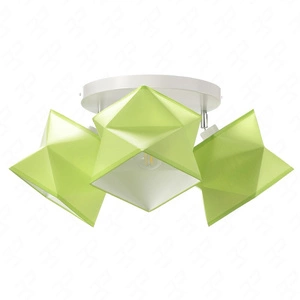 Plafon sufitowy potrójny Quasar designerska lampa sufitowa do pokoju dziecięcego lub niemowlęcego z limonkowymi abażurami i białą metalową podstawą