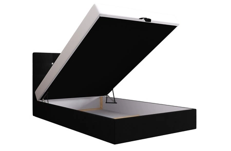 Łóżko kontynentalne Kingston 90x200 czarne w nowoczesnym skandynawskim stylu z tapicerowanym zagłówkiem z kryształkami łóżko z pojemnikiem