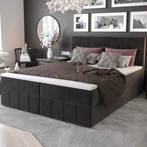 Łóżko kontynentalne Casey 140x200 grafitowe w nowoczesnym skandynawskim stylu z charakterystycznym wezgłowiem