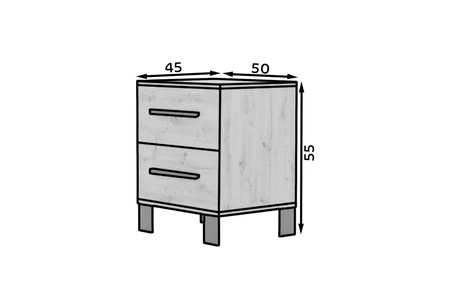 Szafka nocna Malen dąb artisan stylowa szafka z szufladami do sypialni stabilna podstawa doskonała do wnętrz w stylu skandynawskim