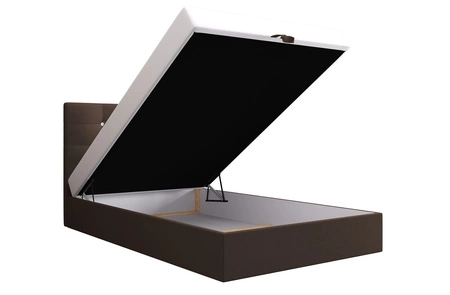 Łóżko kontynentalne Kingston 90x200 brązowe w nowoczesnym skandynawskim stylu z tapicerowanym zagłówkiem z kryształkami łóżko z pojemnikiem