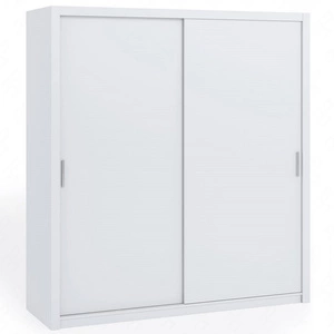 Szafa przesuwna Rico 200 cm biała pojemna szafa do sypialni garderoby lub przedpokoju klasyczna forma o geometrycznych kształtach