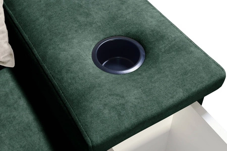 Narożnik z funkcją spania Alcamo grafitowy / biały lewostronny elegancki narożnik z dostawką praktyczna szuflada w boczku mebla