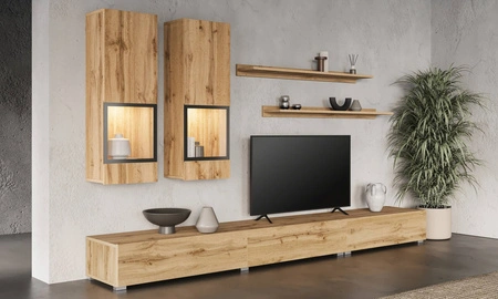 Meblościanka Baros dąb wotan modernistyczny design idealnie wkomponuje się do każdego wnętrza