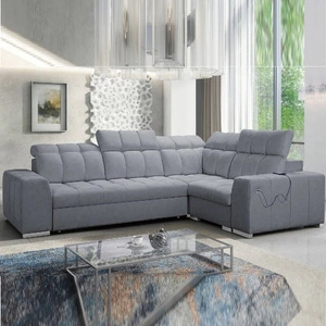 Narożnik z funkcją spania Luigi II szary prawostronny komfort podczas codziennego wypoczynku narożnik z pojemnikiem na pościel