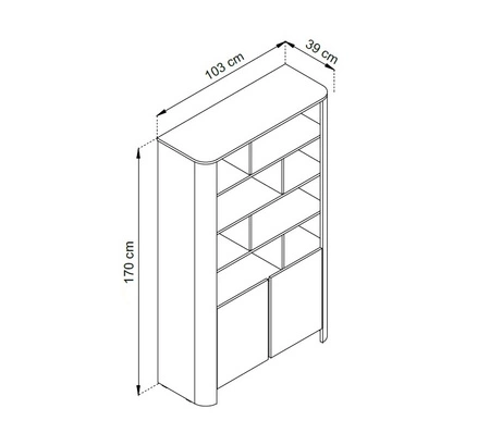 Regał Bari 103 cm beżowy funkcjonalny i nowoczesny design stonowana kolorystyka regał z drzwiami w stylu minimalistycznym