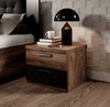 Szafka nocna Sigma dąb flagstaff / czarny z miedzianą wstawką szafka z szufladami to funkcjonalny mebel w ponadczasowym designie