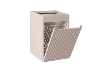 Szafka łazienkowa wisząca Nova 40 cm beżowa funkcjonalna i elegancka szafka wyposażona w kosz na pranie stylowy frezowany uchwyt