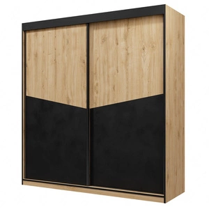 Szafa przesuwna Atson 200 cm dąb odwieczny / czarny pojemna i modna szafa do przedpokoju łączy elegancję z funkcjonalnością
