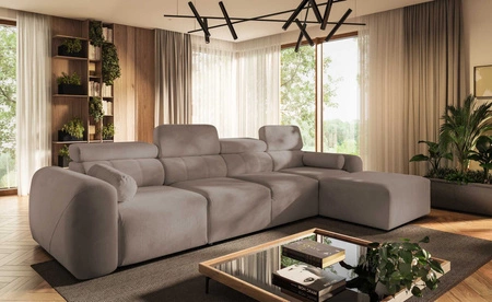 Narożnik z funkcją spania Cantare XII ciemny beż prawostronny estetyczny i niezwykle komfortowy narożnik z pojemnikiem na pościel