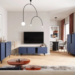 Zestaw mebli Colours granatowy oryginalny i niepowtarzalny design meblościanki modna kolorystyka frezowana krawędź wybranych frontów