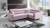 Narożnik z funkcją spania Nausa II pudrowy róż prawostronny velvet dekoracyjne przeszycia na siedzisku narożnik z pojemnikiem na pościel