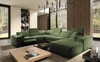 Narożnik z funkcją spania Viano VIII Lux zielony prawostronny designerski narożnik z wysuwanym podnóżkiem pojemniki na pościel