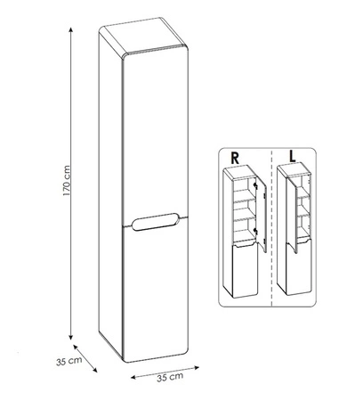 Słupek łazienkowy wiszący Aruba 35 cm dąb craft złoty szafka wyposażona w kosz na pranie odporność na wilgoć i wysoką temperaturę