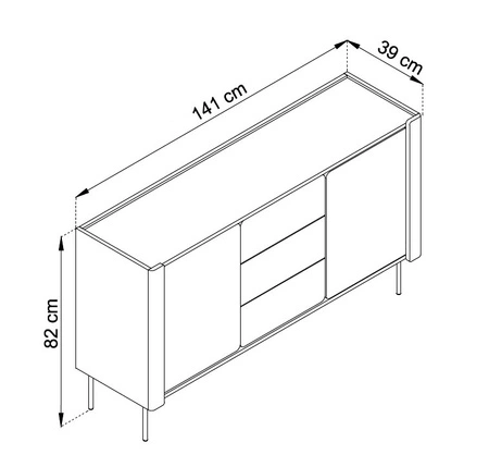 Komoda z szufladami Tantuni 141 cm orzech warmia / beżowy elegancka komoda o zaokrąglonym kształcie wsparta na metalowej podstawie
