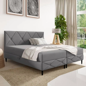 Łóżko kontynentalne Noren 140x200 ciemny szary nowoczesna forma łóżka z klasycznym pikowaniem na wezgłowiu duże pojemniki na pościel