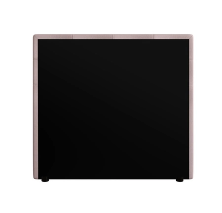 Łóżko kontynentalne Kansas 120x200 pudrowy róż w nowoczesnym skandynawskim stylu z tapicerowanym zagłówkiem oraz zanóżkiem