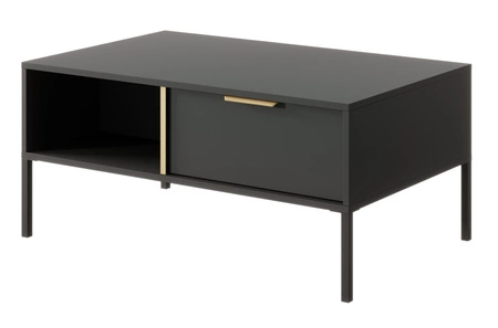 Zestaw mebli Golden antracytowy nowoczesny design meblościanka do salonu lub pokoju dziennego złoty uchwyt krawędziowy