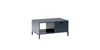 Stolik kawowy Linka indigo geometryczna forma połączona z funkcjonalnością stolik do salonu z szufladą ozdobne frezowania