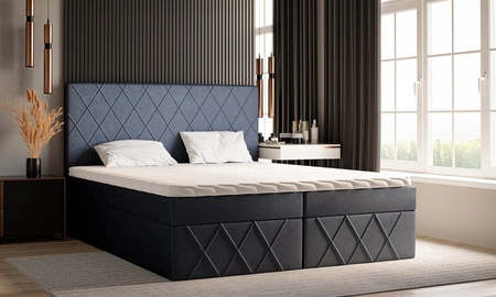 Łóżko kontynentalne Empoli 160x200 grafitowe w nowoczesnym skandynawskim stylu z tapicerowanym zagłówkiem