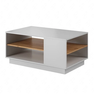 Stolik kawowy Space biały / dąb craft złoty modernistyczny design i nowoczesna forma mebla blat odporny na rozlanie cieczy