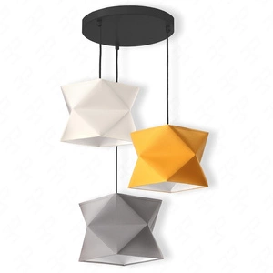Lampa wisząca potrójna Quasar designerska lampa sufitowa do salonu z kolorowymi abażurami i czarną rozetą sufitową