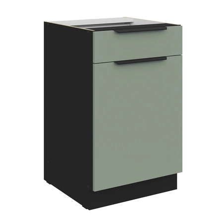 Szafka kuchenna stojąca z szufladą i półką Treviso Bl 50 D 1F 1S BB fronty szafki kuchennej wykończone w technologii anti fingerprint