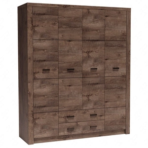 Szafa Indiana 178 cm jesion ciemny elegancka stylistyka szafy z szufladami wzbogacona o subtelne czarne uchwyty idealna szafa do sypialni