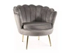 Fotel Camellia szary odporny na zaciągnięcia i zadrapania komfortowy podczas wypoczynku fotel muszelka ze złotymi nogami