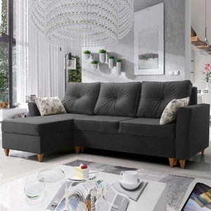 Narożnik z funkcją spania Topeka grafitowy lewostronny stylowy i nowoczesny design wpisujący się w każdą aranżację