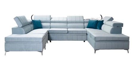 Narożnik z funkcją spania Rava VIII brązowy prawostronny elegancki design gustowna bryła z gwarancją komfortu miękka tkanina