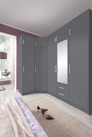 Szafa z lustrem Caspe 150 cm antracyt nowoczesny design wykończenie ABS oraz aluminiowe uchwyty