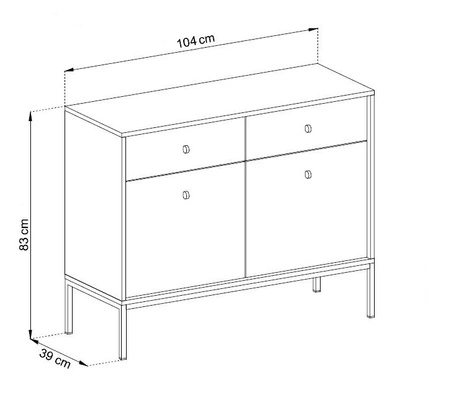 Komoda z szufladami Mono 104 cm beżowa minimalistyczny design stylowy uchwyt prosta forma wzbogacona o metalowe złote elementy