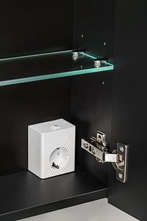 Szafka łazienkowa wisząca z lustrem Santa Fe 60 cm czarna elegancka szafka doskonale uzupełniająca aranżację łazienki