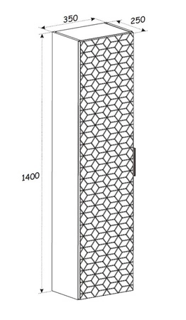 Zestaw mebli łazienkowych Diamond dąb wotan / czarny designerskie szafki do łazienki z nietuzinkowym ryflowaniem w kształcie rombów