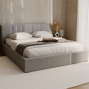 Łóżko tapicerowane Fiero 180x200 szare stylowe łóżko z pojemnikiem na pościel wygodny zagłówek zachwyca eleganckim designem
