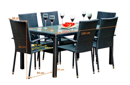 Zestaw mebli ogrodowych Avvicente szary elegancki zestaw mebli technorattanowych klasyczna konstrukcja wpisująca się w każdy ogród