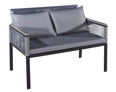 Zestaw mebli ogrodowych Corto czarny designerska konstrukcja mebli blat stolika wykończony polywood technoattanowa plecionka