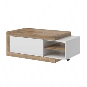 Stolik kawowy Sintra 120 cm / 153 cm dąb samdal / biały połysk oryginalna konstrukcja stolik z możliwością regulacji szerokości