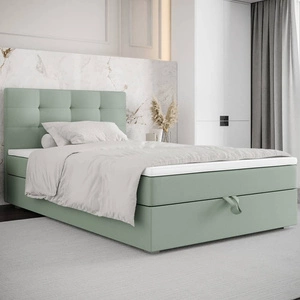 Łóżko kontynentalne Flint 90x200 miętowe w nowoczesnym skandynawskim stylu z tapicerowanym zagłówkiem łóżko z pojemnikiem