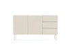 Komoda z szufladami Muti 147 cm beżowa stylowa komoda z designerskim ryflowaniem wysokie nogi podkreślają elegancką stylistykę