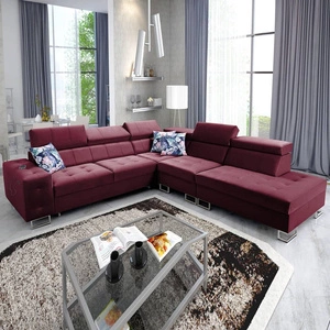 Narożnik z funkcją spania Hampton IX bordowy prawostronny stylowy i nowoczesny design narożnika idealny mebel do każdej aranżacji