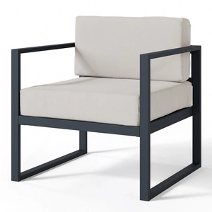 Fotel ogrodowy Monako antracyt / szary wytrzymały i solidny fotel z poduchami do ogrodu prosta forma wpasuje się w każdą przestrzeń